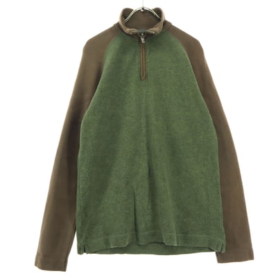 GAP ギャップ バイカラー 長袖 ハーフジップ スウェット S グリーン