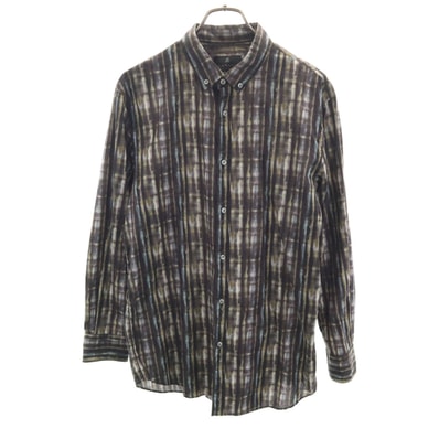 LANVIN LA COLLECTION ランバンコレクション 日本製 総柄 長袖 ボタンダウンシャツ LB チャコール