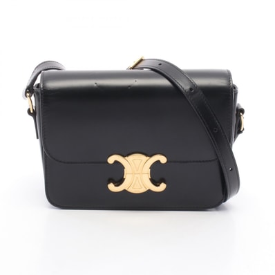 セリーヌ CELINE ティーン トリオンフ バッグ ショルダーバッグ バッグ レザー レディース ブラック系 188423BF4 【中古】