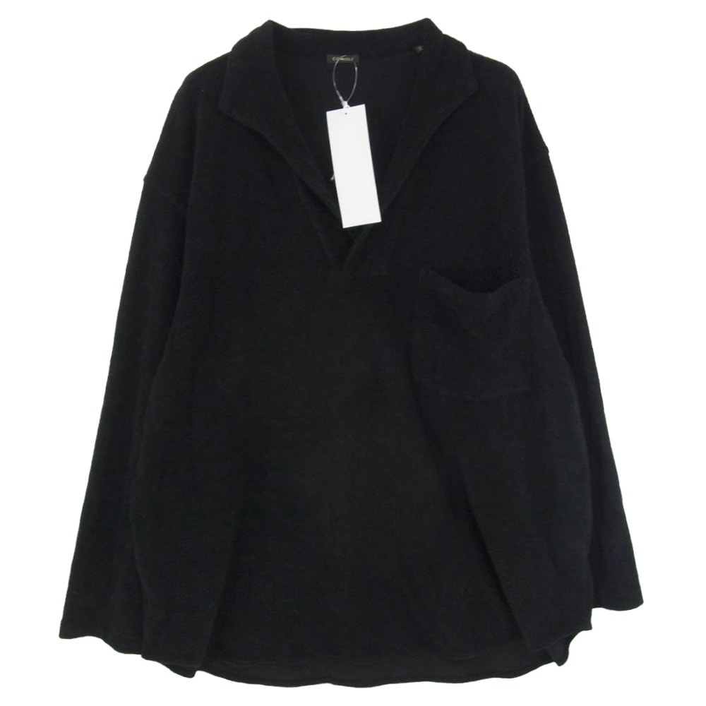 COMOLI コモリ 25SS B01-05039 パイル 無地 スキッパー 長袖 ロングスリーブ シャツ ブラック系 2【中古】