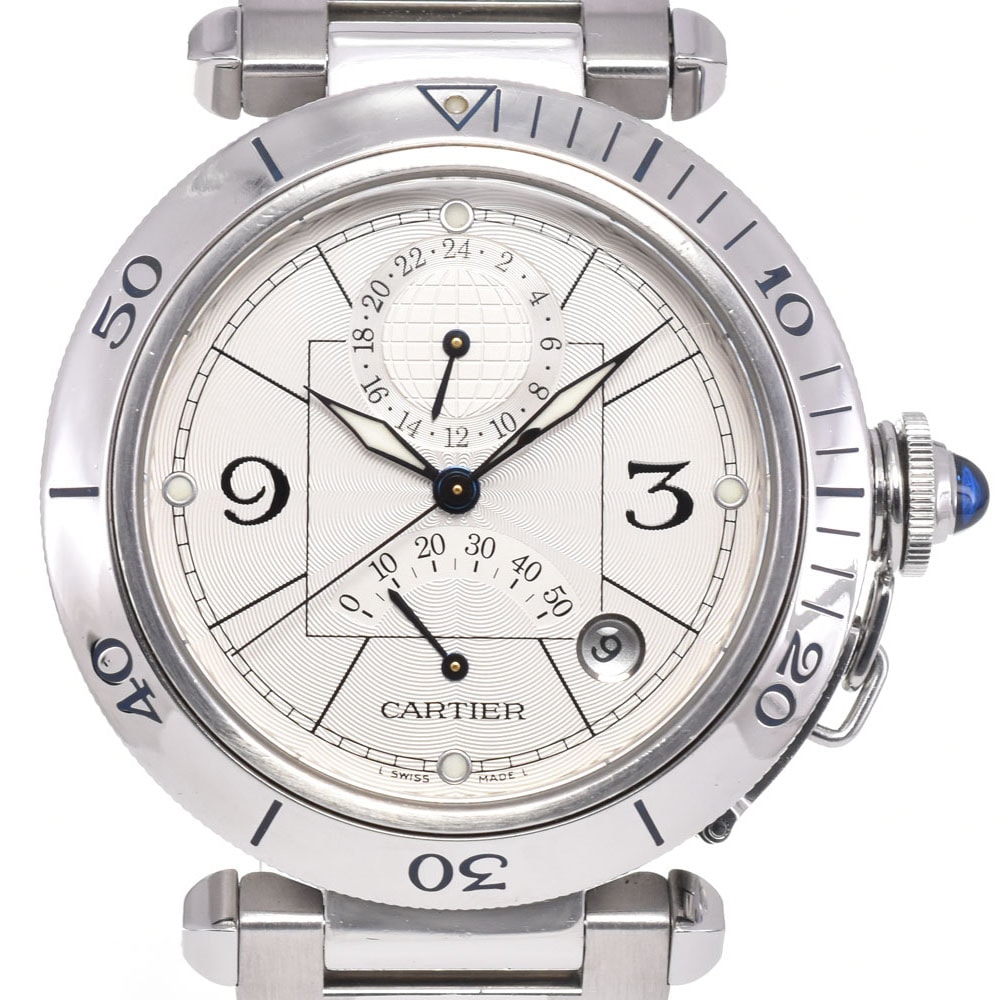 カルティエ CARTIER W31037H3 パシャ ドゥ カルティエ シルバー 自動巻き メンズ 良品 腕時計 D#146795