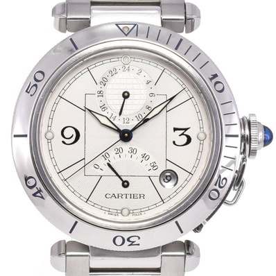 カルティエ CARTIER W31037H3 パシャ ドゥ カルティエ シルバー 自動巻き メンズ 良品 腕時計 D#146795