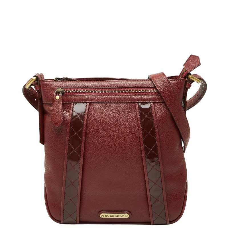 バーバリー 斜め掛け ショルダーバッグ レッド レザー エナメル レディース BURBERRY 【中古】