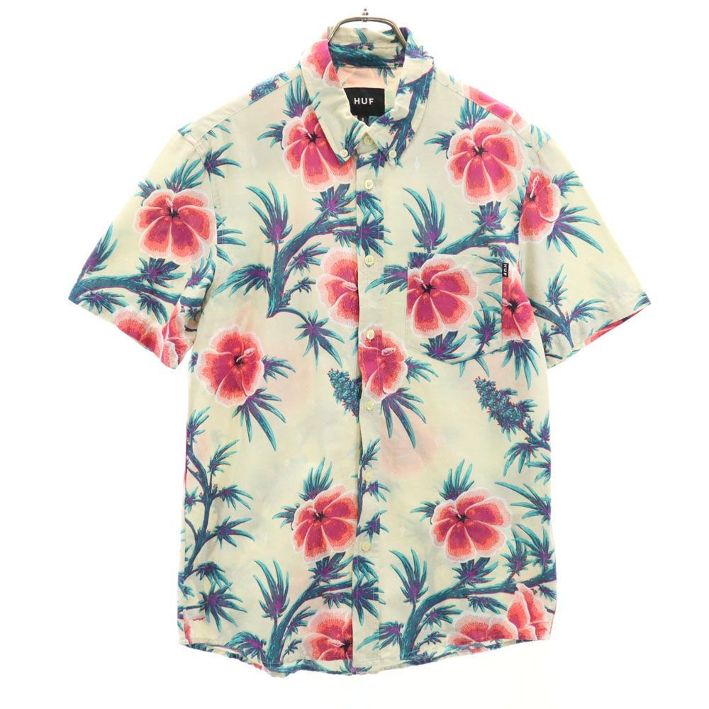 HUF ハフ 総柄 半袖 ボタンダウンシャツ