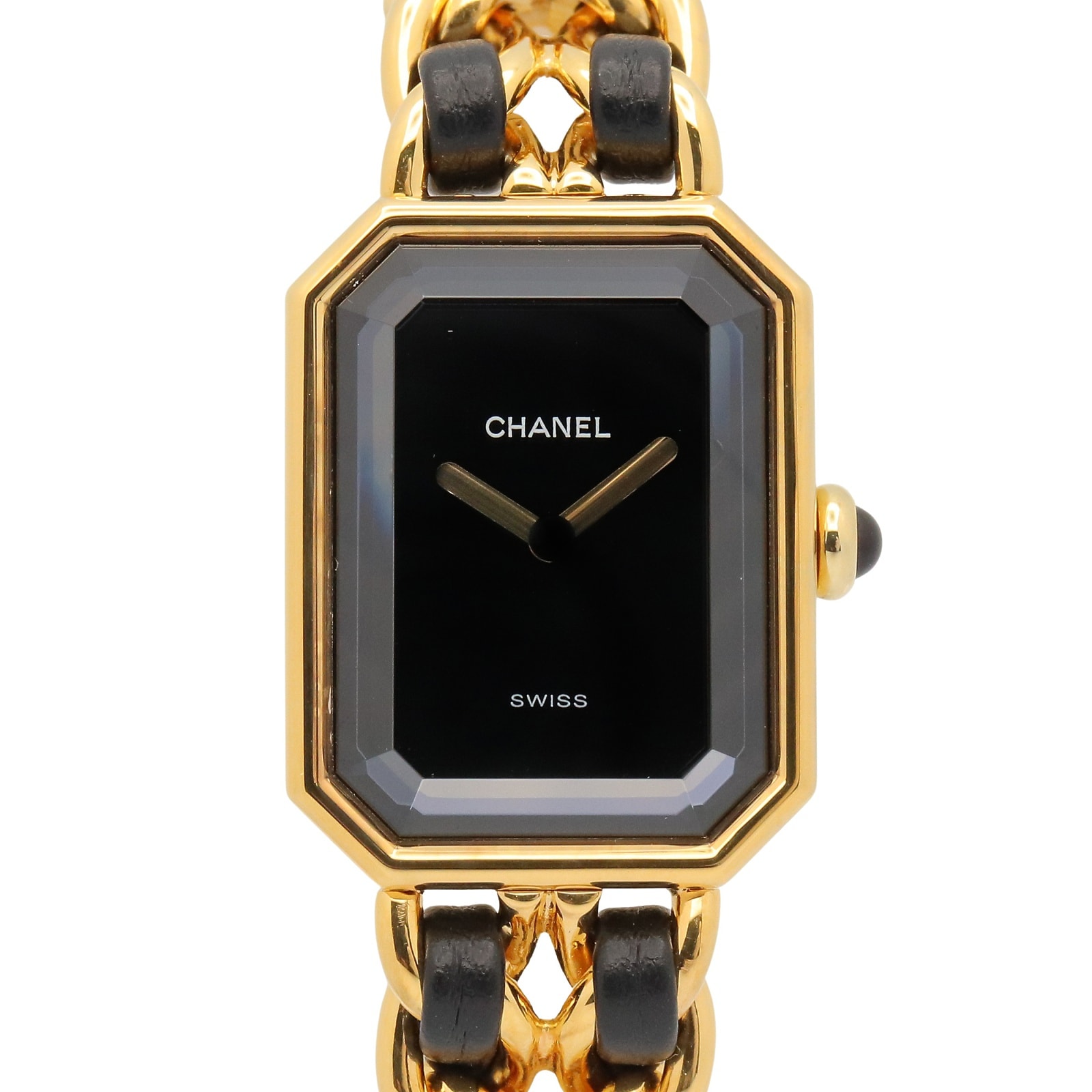 シャネル CHANEL プルミエール M 腕時計 時計 GP(ゴールドメッキ) レザー レディース ブラック系 H0001 【中古】