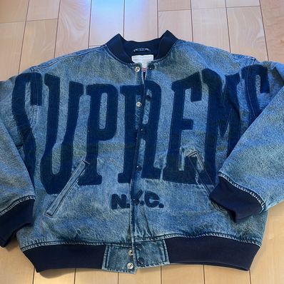 Supreme Washed Knockout Denim Varsity Jacket "Washed Blue"