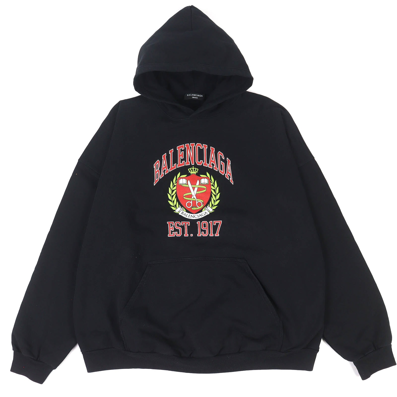 美品 バレンシアガ ユーズド加工 カレッジロゴプリントパーカー 2 674986
