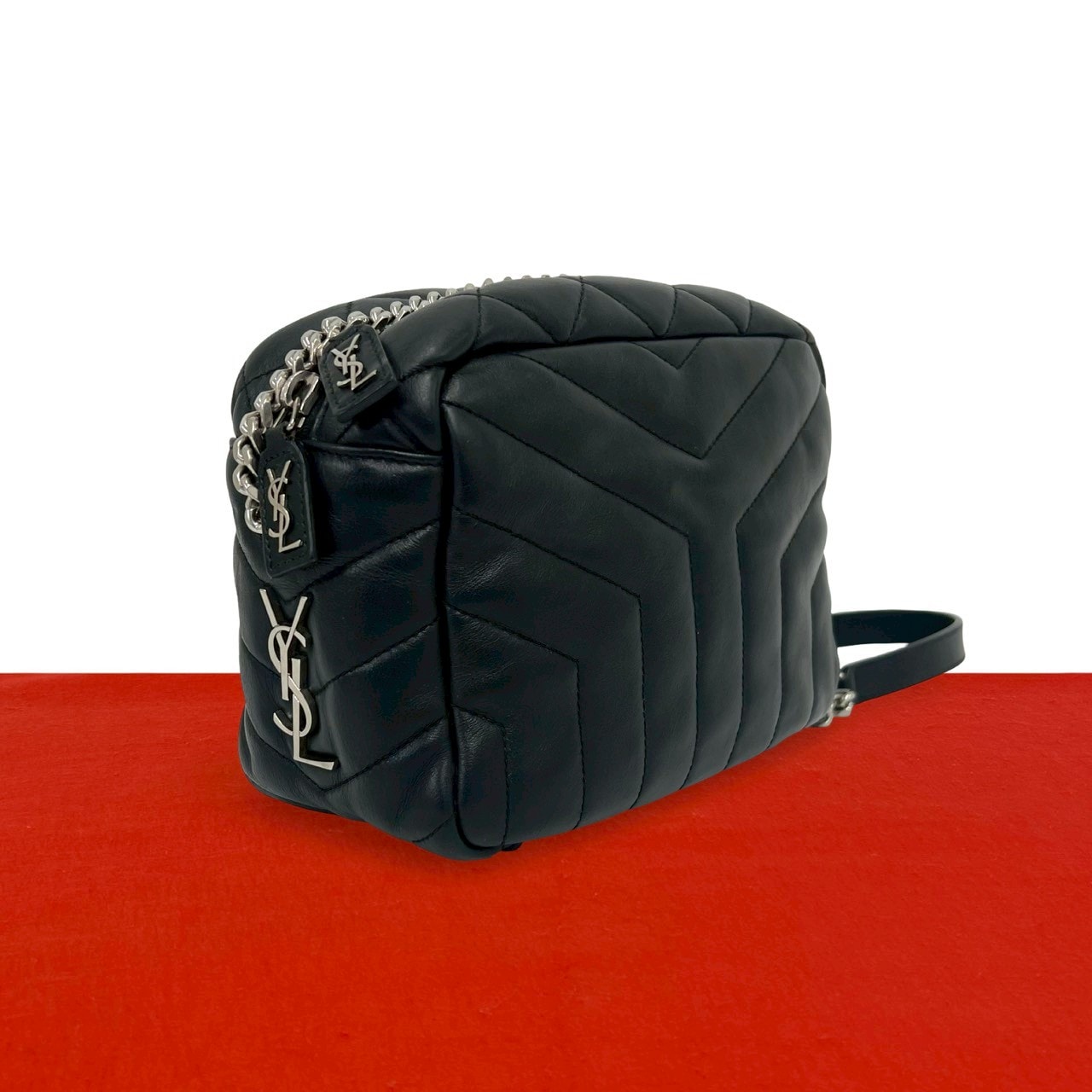SAINT LAURENT PARIS サンローランパリ ルルボーリング レザー ショルダーバッグ ブラック
 95612