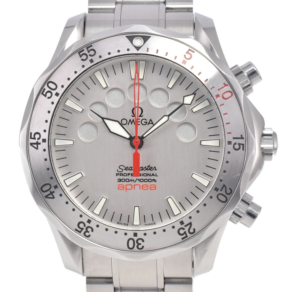 オメガ OMEGA 2595.30 シーマスター300 アプネア ジャックマイヨール シルバー 自動巻き メンズ 美品 保証書付き 腕時計 J#148062