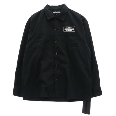 NEIGHBORHOOD ネイバーフッド 長袖シャツ 23SS 231TSNH-SHM01 CLASSIC WORK SHIRT ロゴプリント クラシック ワークシャツ ブラック系 S【美品】【中古】
