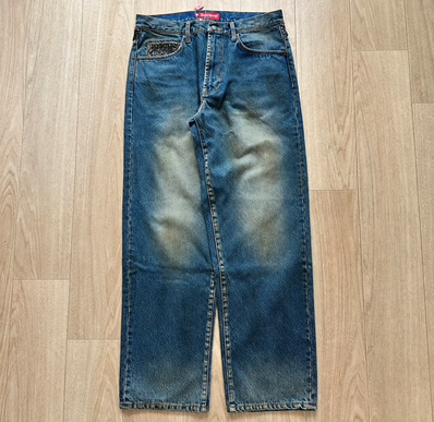 Supreme Leopard Faux Fur Loose Fit Jean "Washed Indigo"