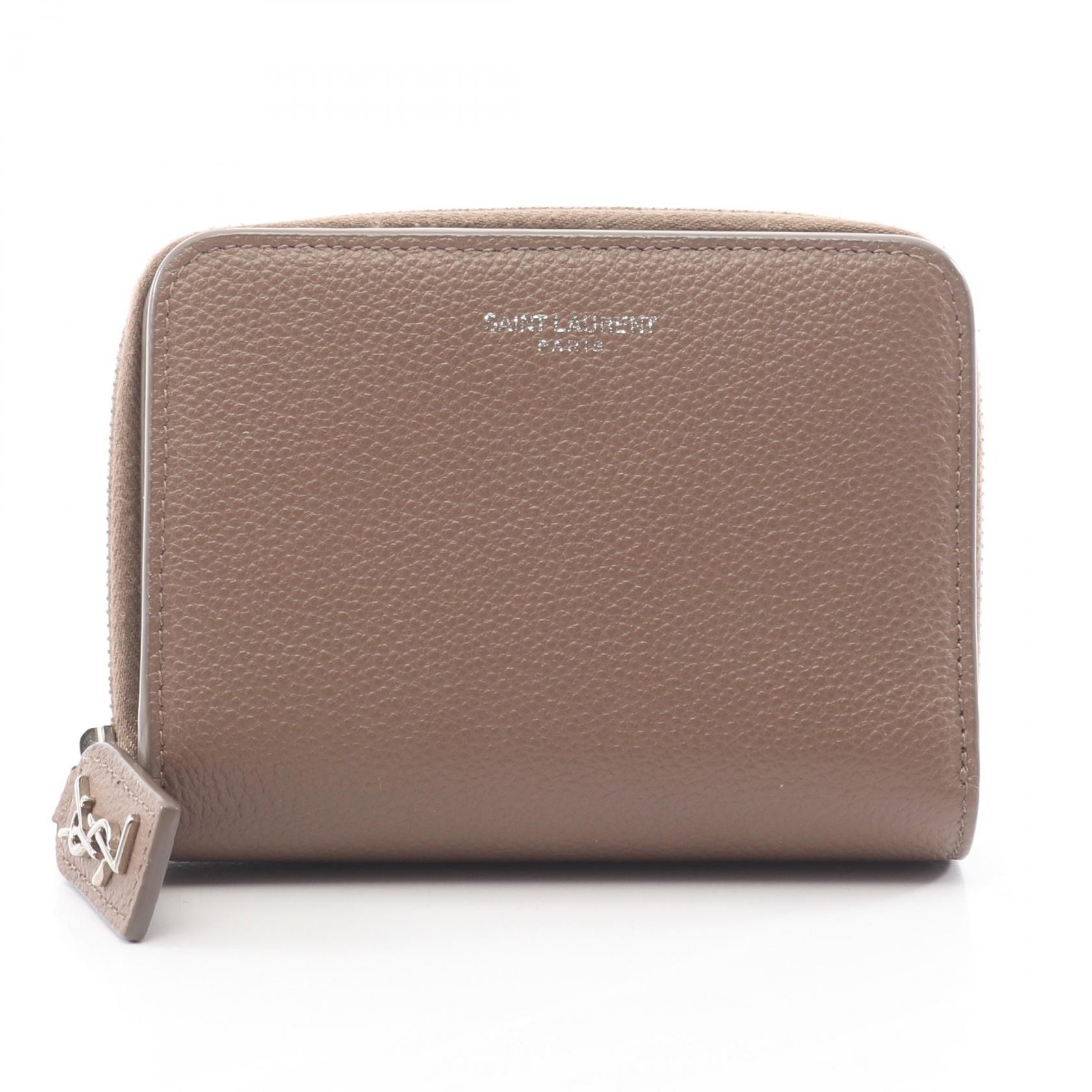 サンローランパリ SAINT LAURENT PARIS リヴゴーシュ 二つ折り財布 財布 レザー レディース グレー系 414661 【中古】