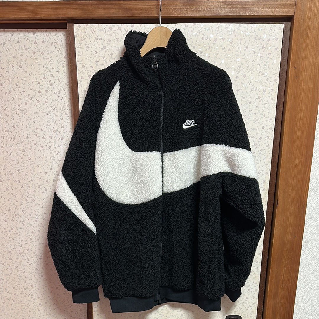 Nike Big Swoosh Reversible Boa Jacket "Black Sail"