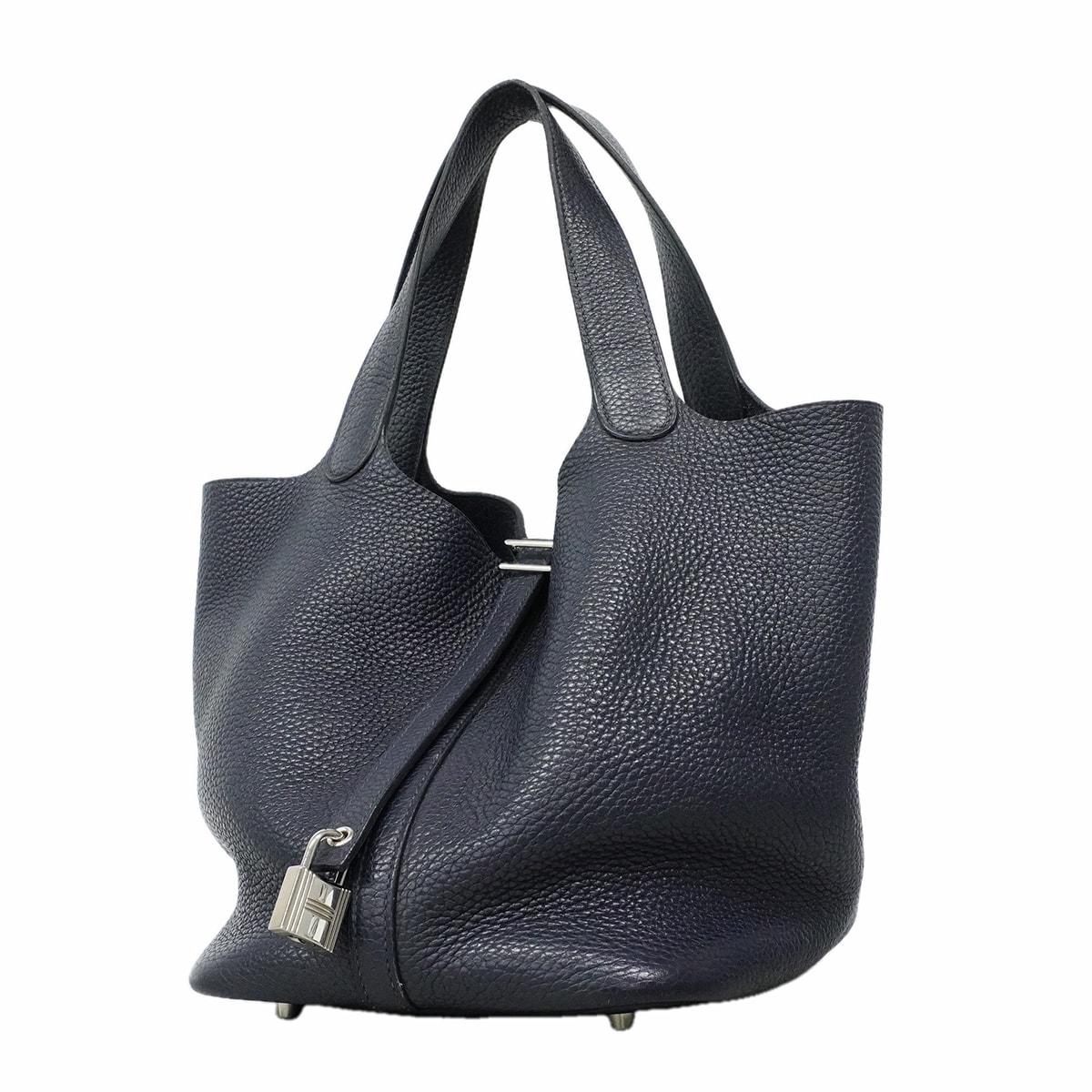 【6ic3595】エルメス ハンドバッグ ピコタンロックMM トリヨンクレマンス ブルーネイビー シルバー金具 X刻印【中古】レディース