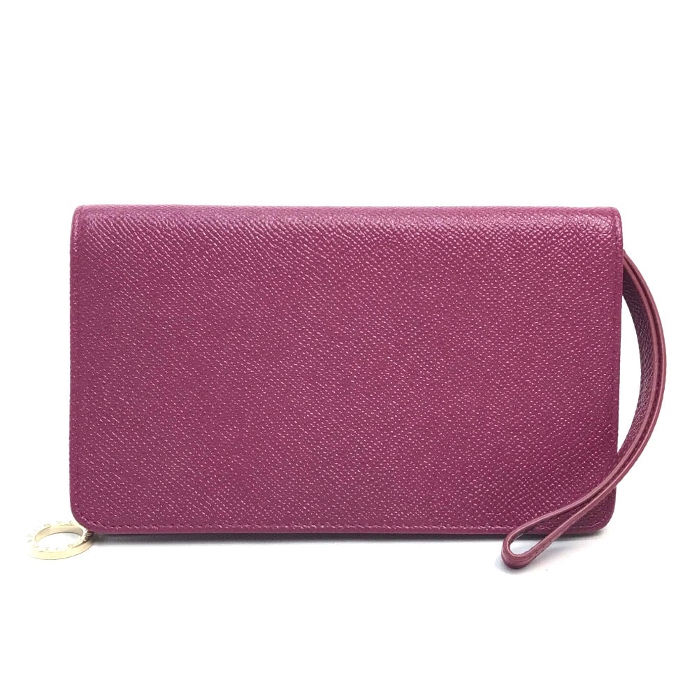 ブルガリ BVLGARI ブルガリブルガリ  パスケース 2つ折り財布 カーフレザー フーシャピンク×レッド