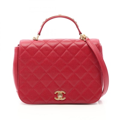 シャネル CHANEL マトラッセ トップハンドル 2WAY ショルダーバッグ バッグ キャビアスキン(グレインドカーフ) レディース レッド系 【中古】