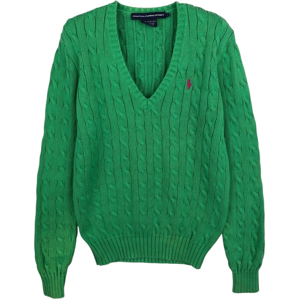 古着 ラルフローレン Ralph Lauren RALPH LAUREN SPORT ケーブル編み Vネック コットンニットセーター レディースS相当/eaa621742