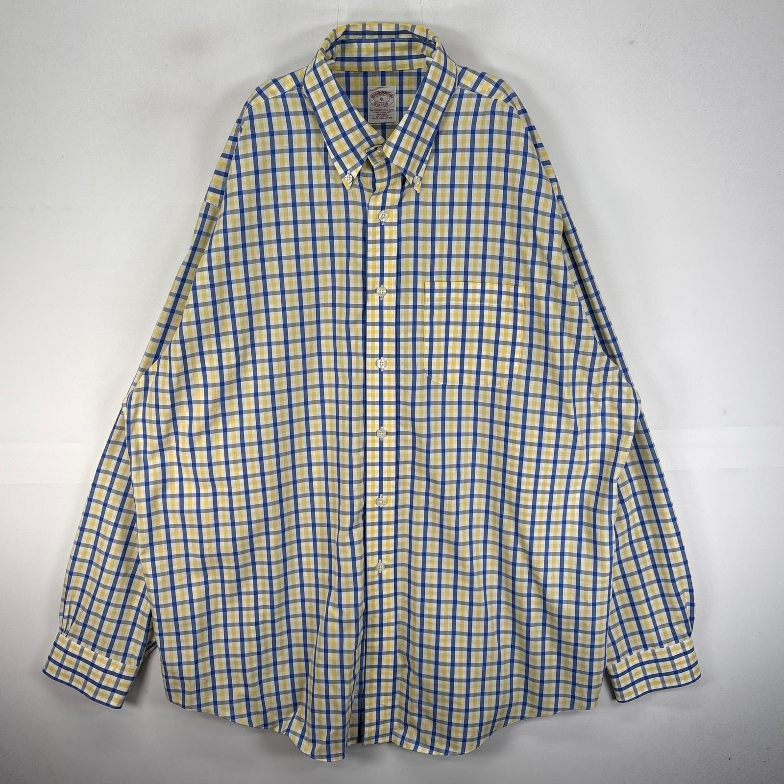 古着 ブルックスブラザーズ Brooks Brothers 長袖シャツ ボタンダウン XL  イエロー系 チェック メンズ