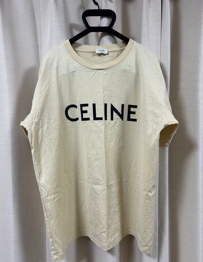 CELINE Men's Celine Loose T-shirt In Cotton Jersey "Champagne/Noir"