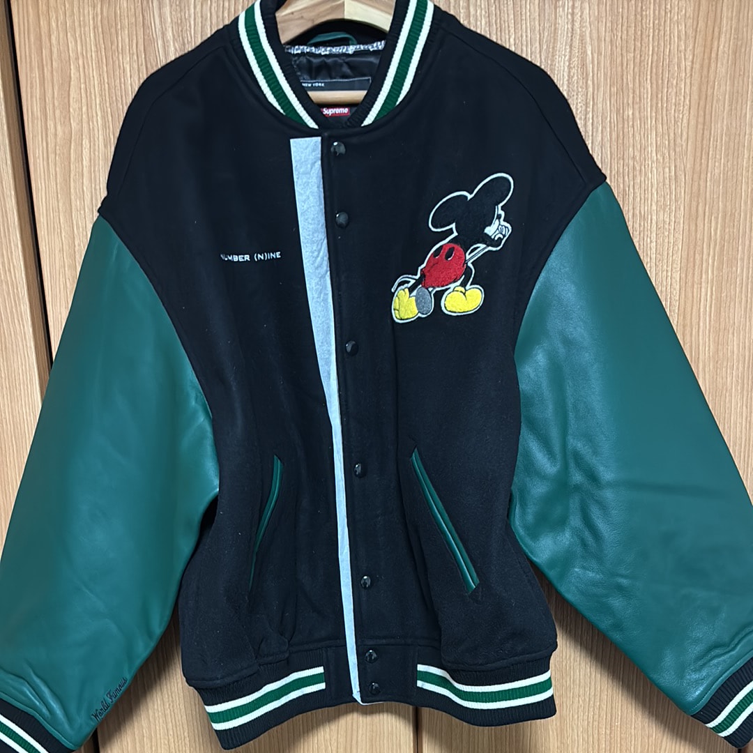 Supreme x Number (N)ine x Mickey Mouse Varsity Jacket "Black"