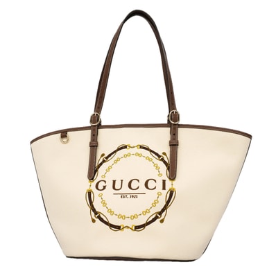 【6id5895】グッチ トートバッグ 856097 キャンバス アイボリー シャンパンゴールド金具【中古】レディース