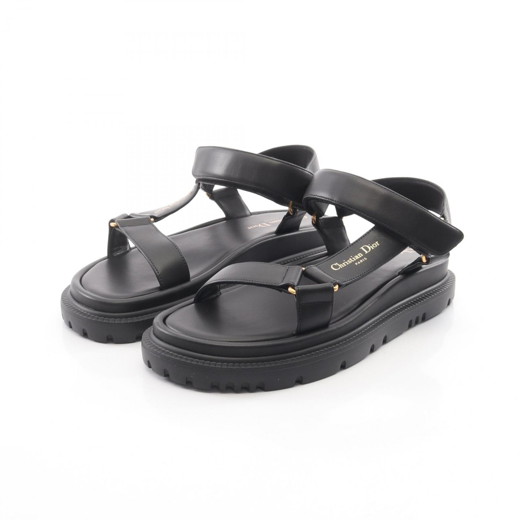 ディオール Dior D-Wave サンダル 靴 レザー レディース ブラック系 【中古】