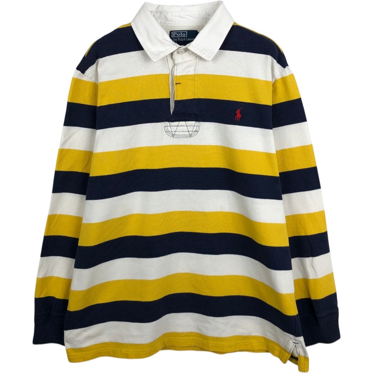 古着 ラルフローレン Ralph Lauren POLO by Ralph Lauren CUSTOM FIT ボーダー柄 長袖 ラガーシャツ メンズXL相当/eaa668857