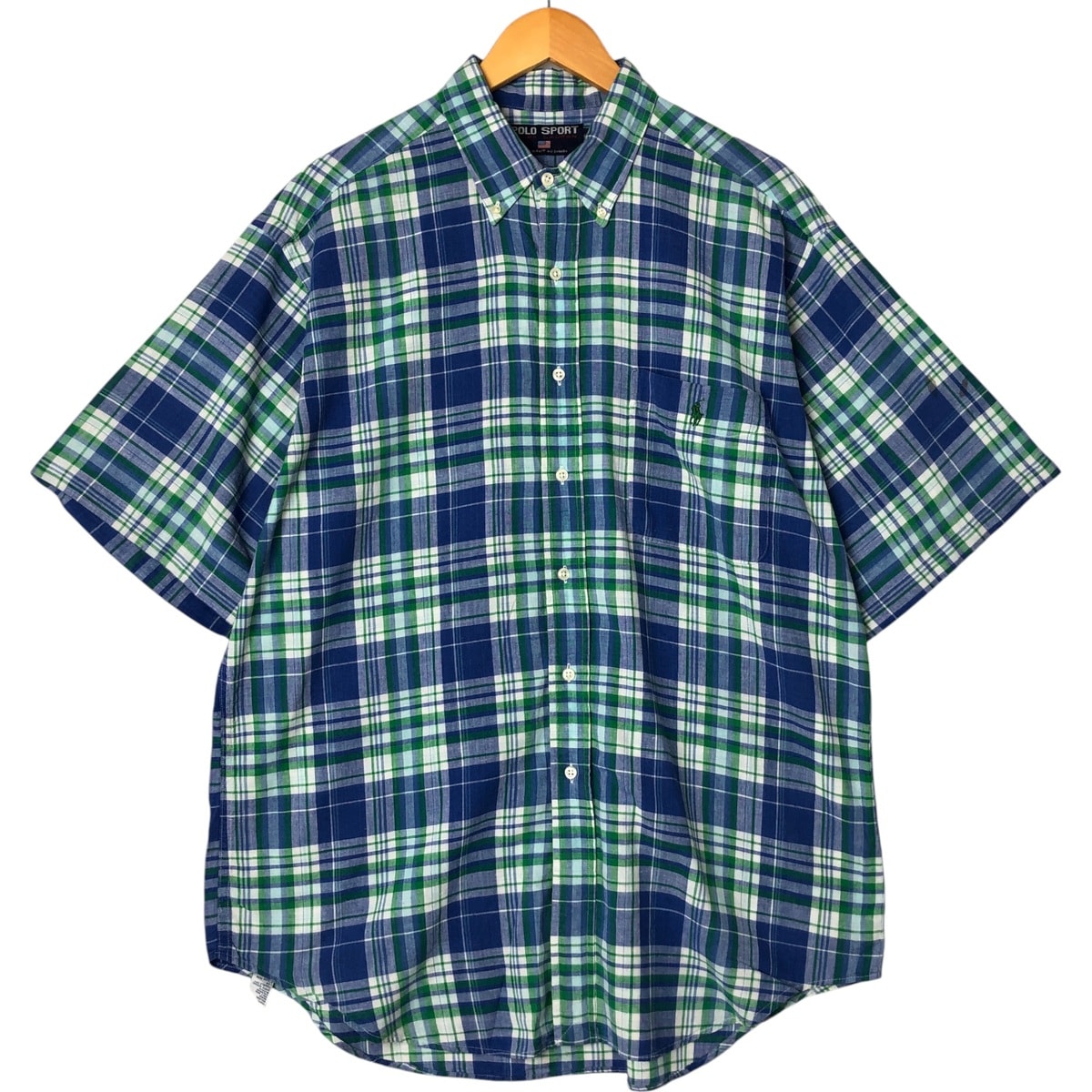 古着 90年代 ラルフローレン Ralph Lauren POLO SPORT ポロスポーツ 半袖 ボタンダウン チェックシャツ カナダ製 メンズL相当 ヴィンテージ/eaa557863