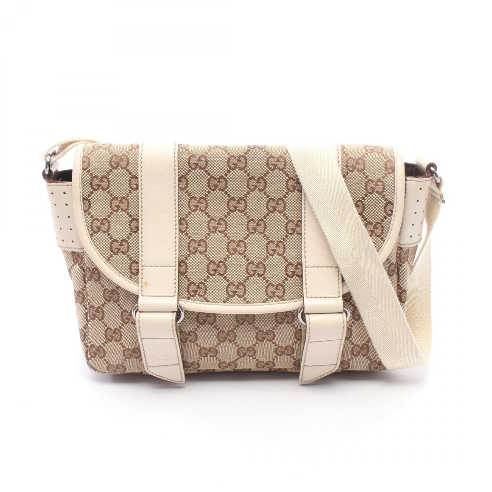 グッチ GUCCI GGキャンバス ショルダーバッグ バッグ キャンバス レザー レディース ベージュ系 / ブラウン系 / アイボリー系 145858 【中古】