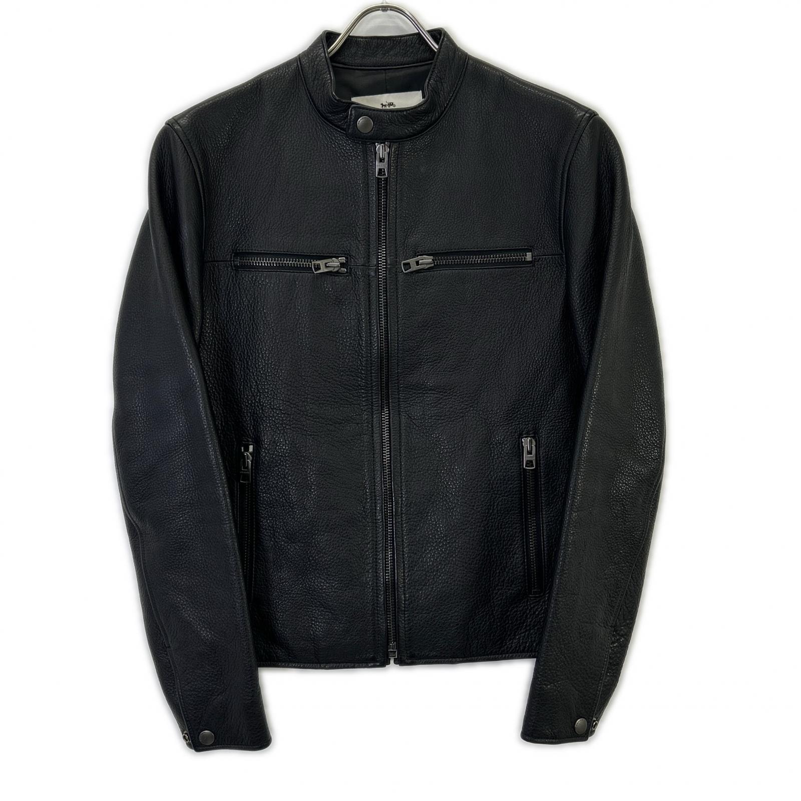 コーチ F86594 ブラック 牛革 レザー シングルライダースジャケット XS