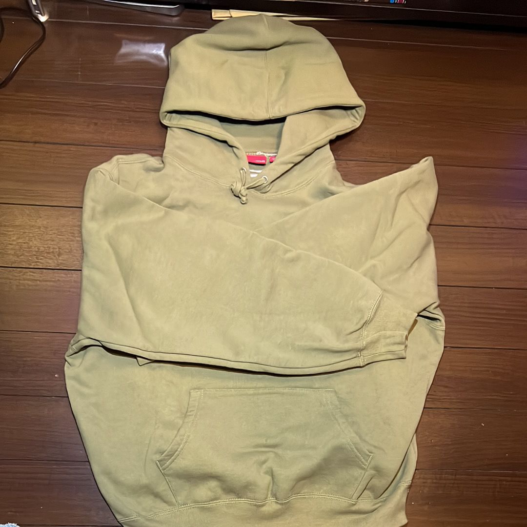 Supreme Satin Applique Hooded Sweatshirt "Light Olive"
