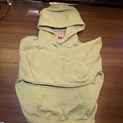 Supreme Satin Applique Hooded Sweatshirt "Light Olive"