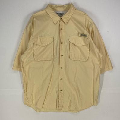 古着 コロンビア Columbia 半袖シャツ PFG フィッシング ボタンダウン ショートスリーブ L イエロー系 メンズ