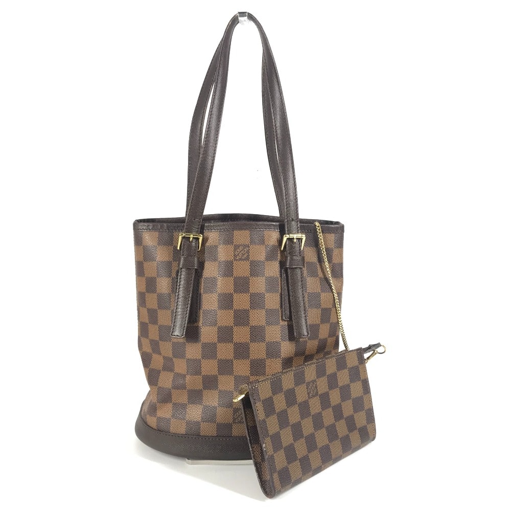 ルイヴィトン LOUIS VUITTON マレ ポーチ付き N42240 ダミエ カバン ばけつ 肩掛け トートバッグ ショルダーバッグ ダミエキャンバス エベヌ ブラウン