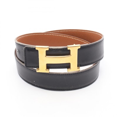 エルメス HERMES コンスタンス Hベルト ノワール ゴールド リバーシブル ベルト 衣料品 カーフ(牛革) クシュベル ボックスカーフ □B刻印(1998年製造) レディース ブラック系 / ブラウン系 【中古】