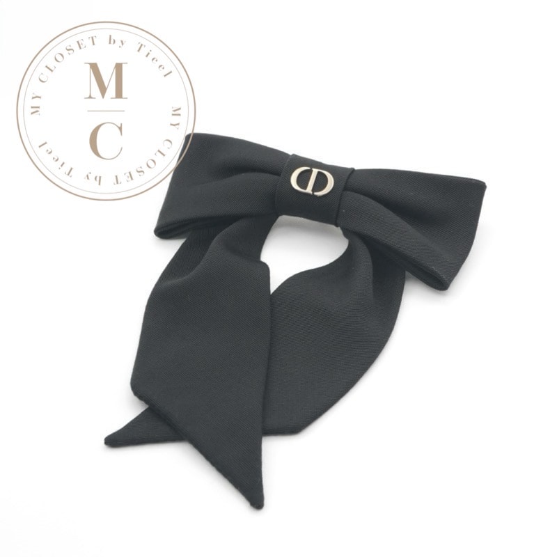 Dior Large Dior Twist Bow Grosgrain-Effect Technical Fabric "Black"