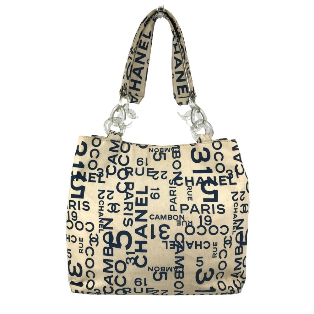 シャネル CHANEL CC ココマーク ロゴ  バイシーライン カバン 肩掛け プラスチックチェーン チェーンバッグ トートバッグ ショルダーバッグ キャンバス ホワイト