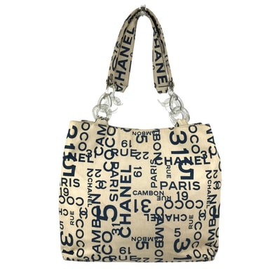 シャネル CHANEL CC ココマーク ロゴ バイシーライン カバン 肩掛け プラスチックチェーン チェーンバッグ トートバッグ ショルダーバッグ キャンバス ホワイト