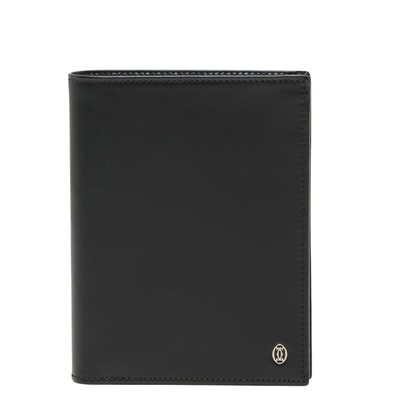 カルティエ パシャライン 二つ折り財布 ブラック レザー メンズ CARTIER 【中古】
