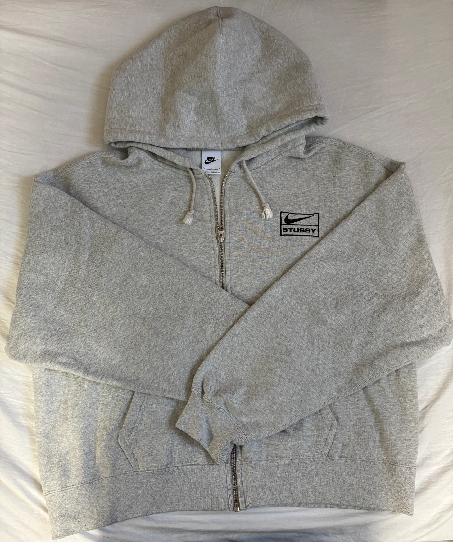 Stussy x Nike Fleece Zip Hoodie "Grey Heather" (US Size) FJ9181-050