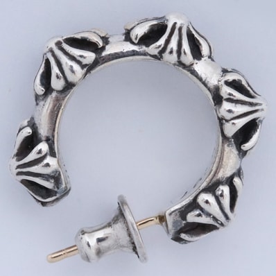 Chrome Hearts Cross Band Hoop Earrings Small "Silver"