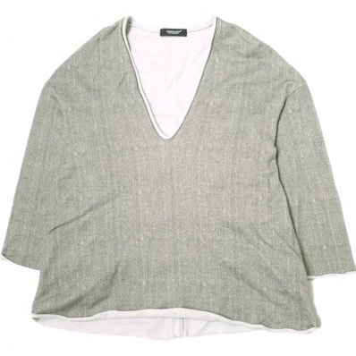UNDERCOVER アンダーカバー 18SS 日本製 ヘリンボーンウラケ深Vネックプルオーバー UCU1804-1 1 グレー トレーナー 七分袖 裏毛 スウェット トップス g19913