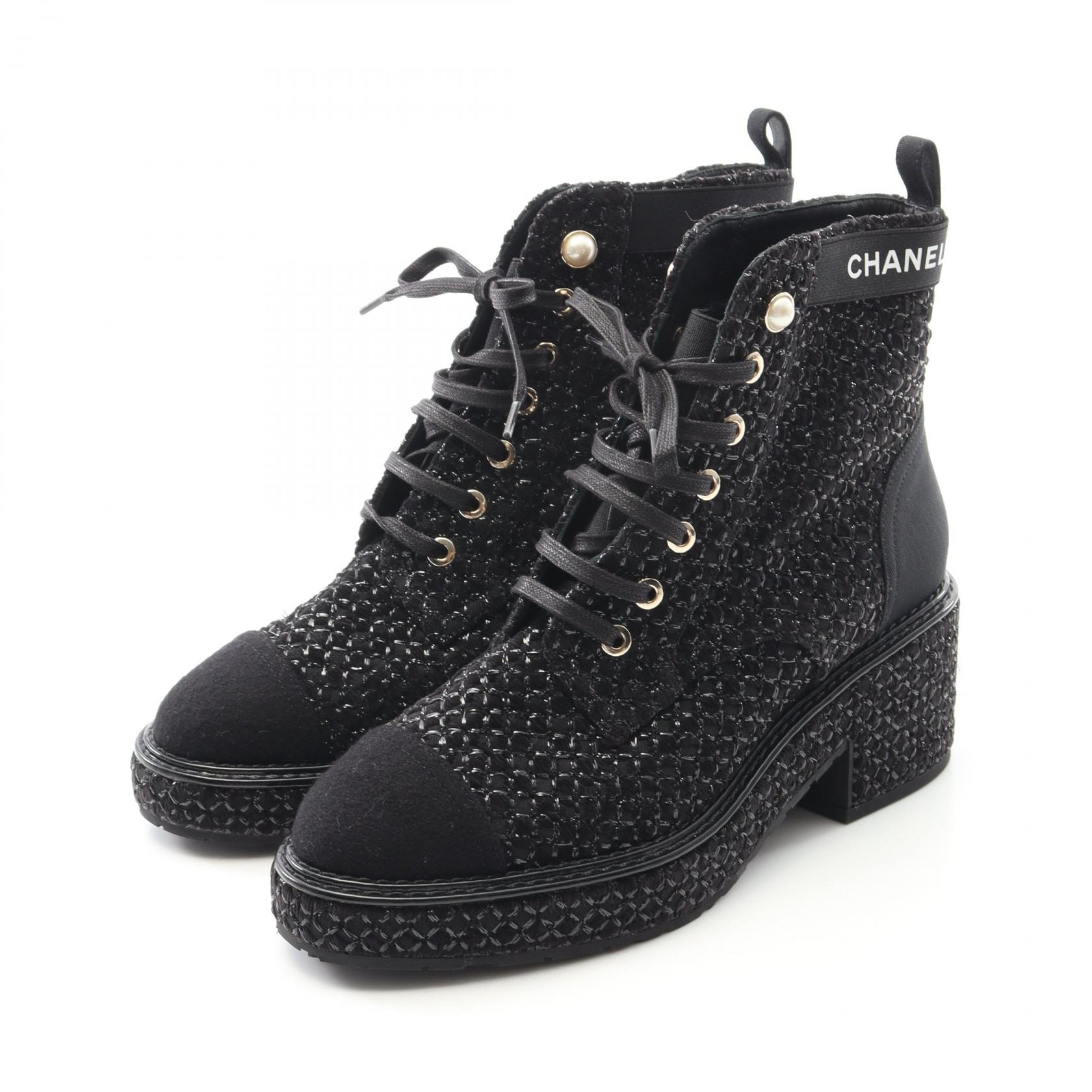 CHANEL シャネル ブーツ ブラック ファブリック（ブランドシャネル 