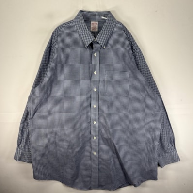 古着 ブルックスブラザーズ Brooks Brothers 長袖シャツ ボタンダウン MADISON 2XL ネイビー系 チェック メンズ