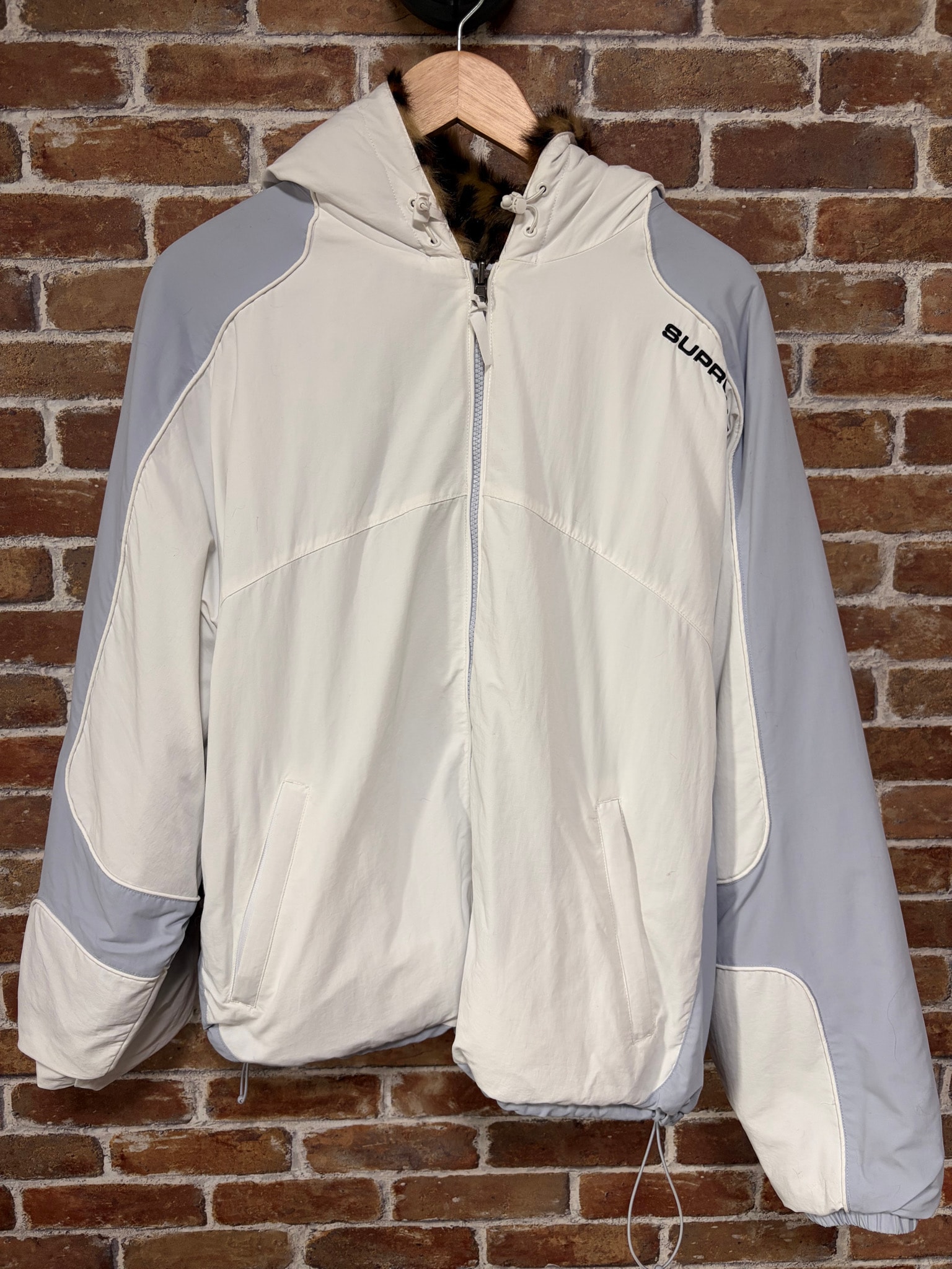 Supreme Faux Fur Reversible Hooded Track Jacket "White"