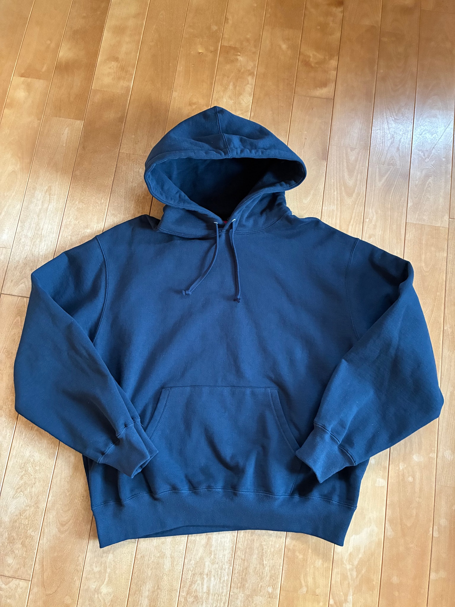 Supreme Satin Applique Hooded Sweatshirt  (26SS)"Navy"