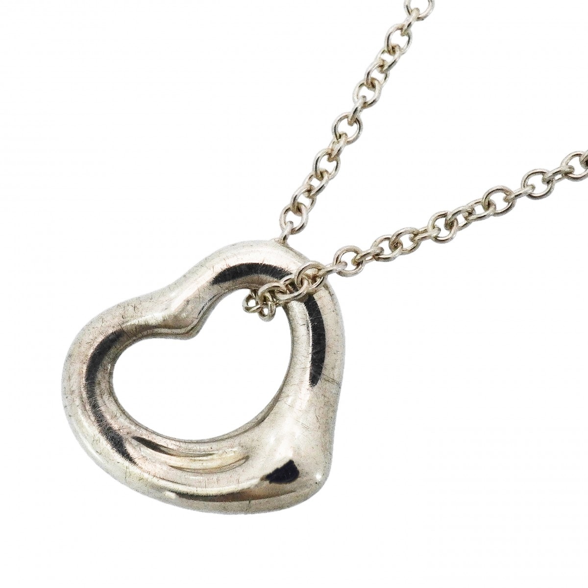 【6jcb0971】ティファニー ネックレス オープンハート シルバー925【中古】レディース