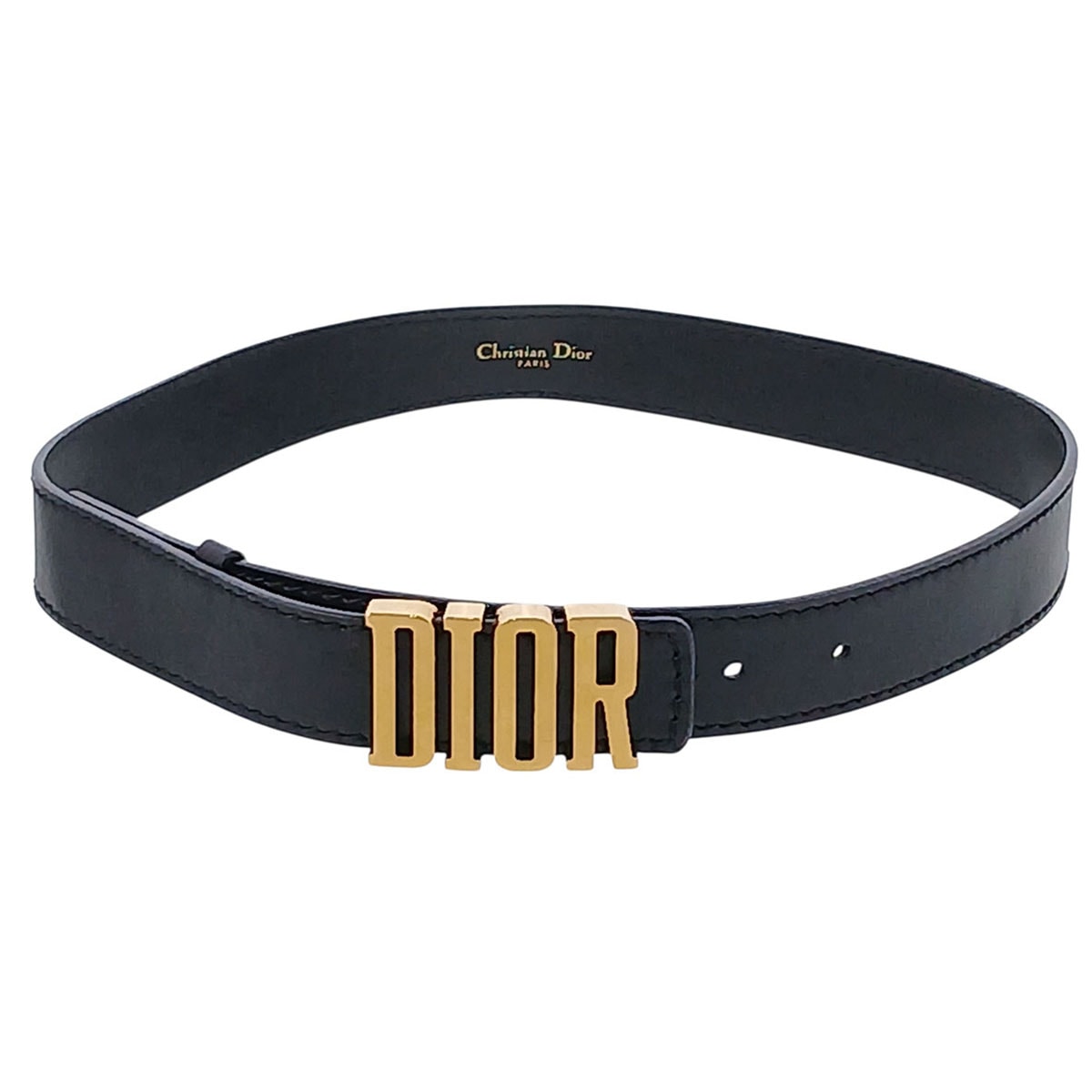 Christian Dior クリスチャンディオール D-FENCE ベルト ベルト レザー ブラック ゴールド金具 レディース【中古】