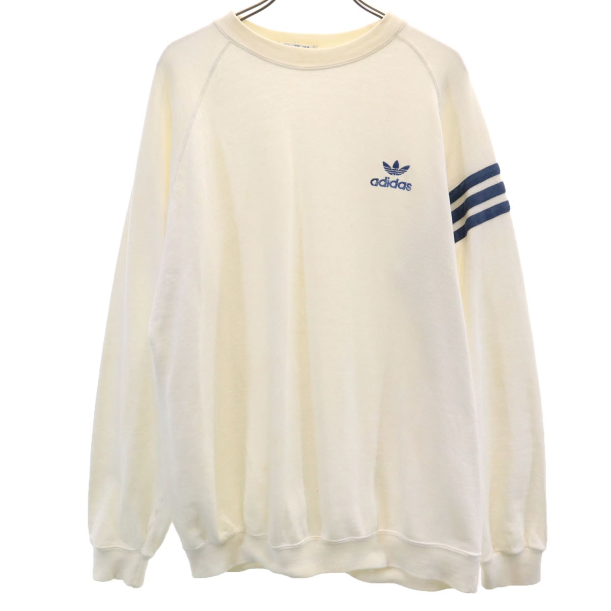 adidas アディダス 70s 年代判別 ヴィンテージ 長袖 スウェット トレーナー L アイボリー デサント