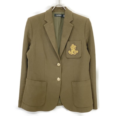 ローレン ラルフローレン カーキ ブリオン ジャカード ブレザー S